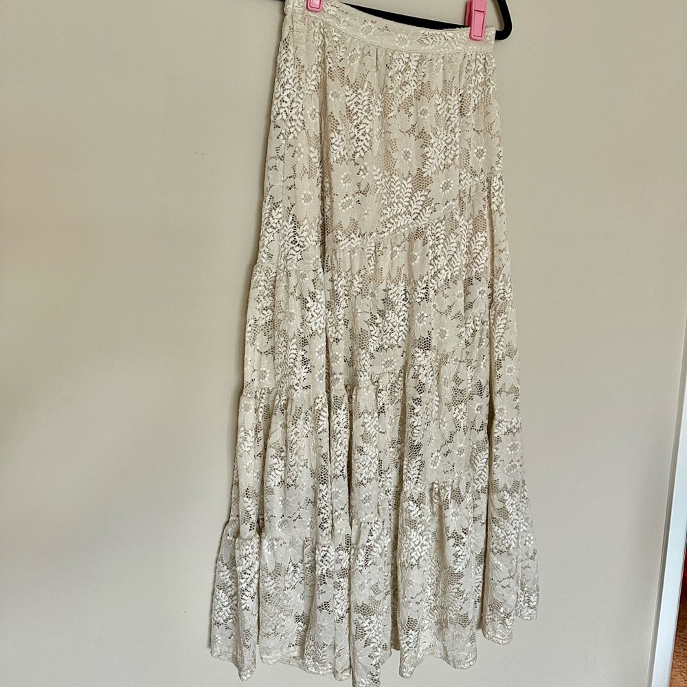 Altar'd State Cream Floral Maxi Skirt